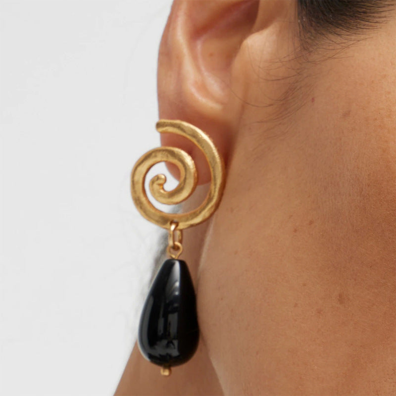 Vintage Obsidian Drop Earrings – Protective Elegance