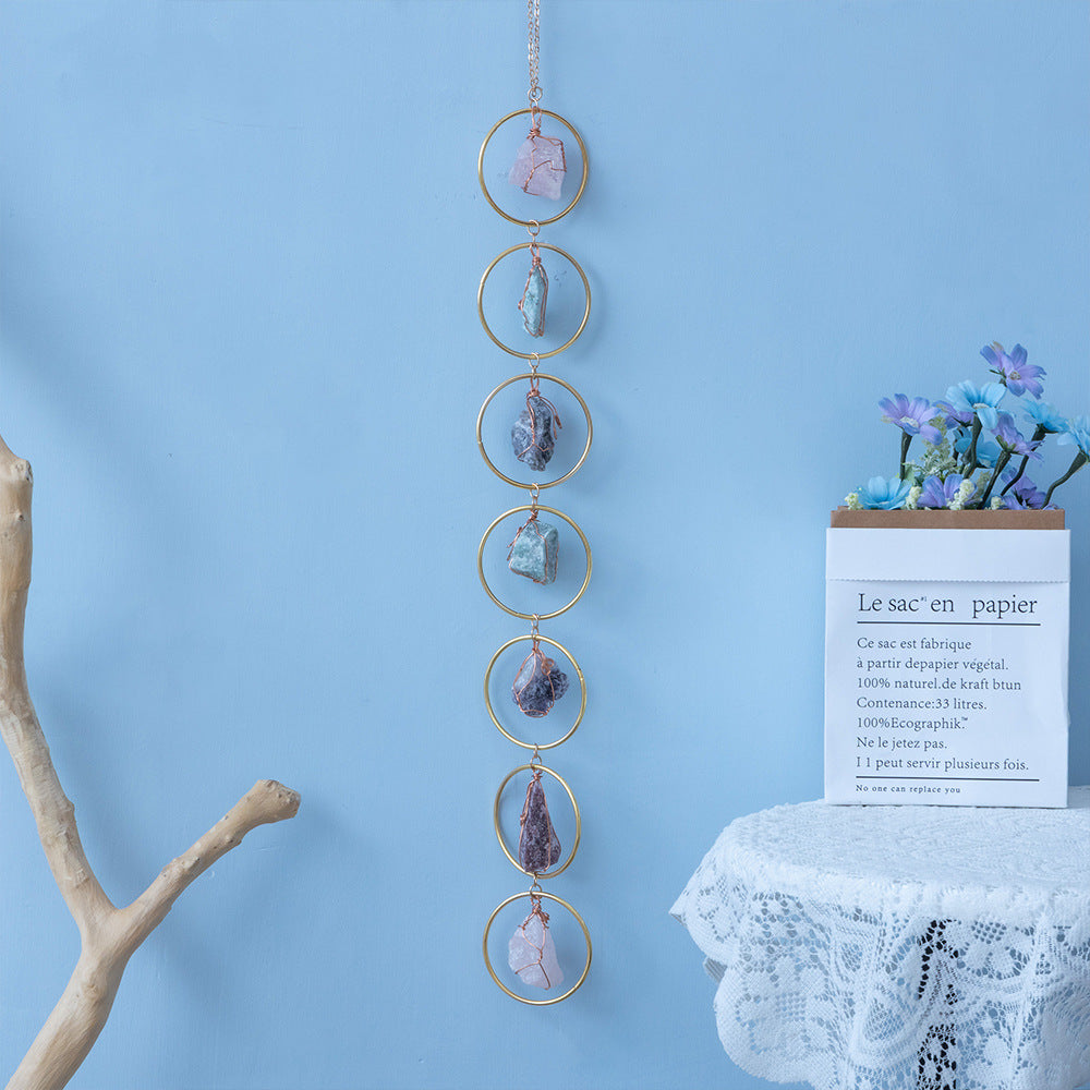 Raw Crystal Gemstone Wind Chime Wall Decor