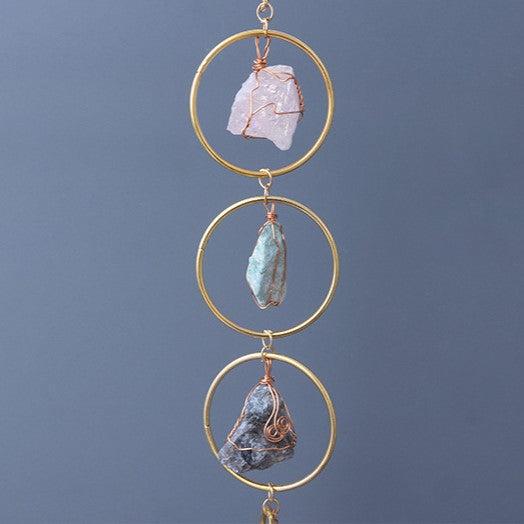 Raw Crystal Gemstone Wind Chime Wall Decor