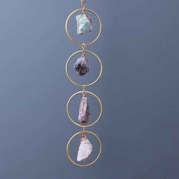 Raw Crystal Gemstone Wind Chime Wall Decor