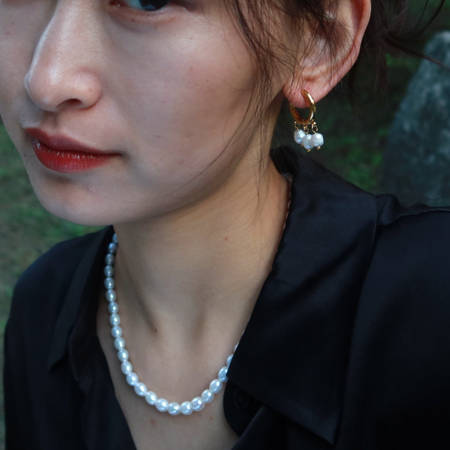 Dynamic Touch Pearl Hoop Earrings