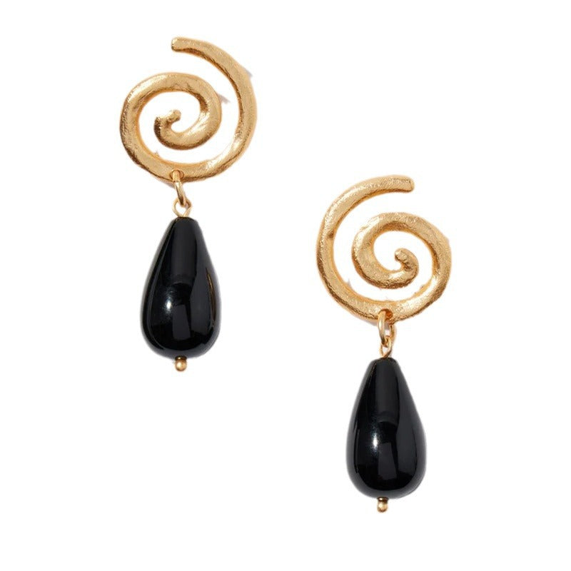 Vintage Obsidian Drop Earrings – Protective Elegance