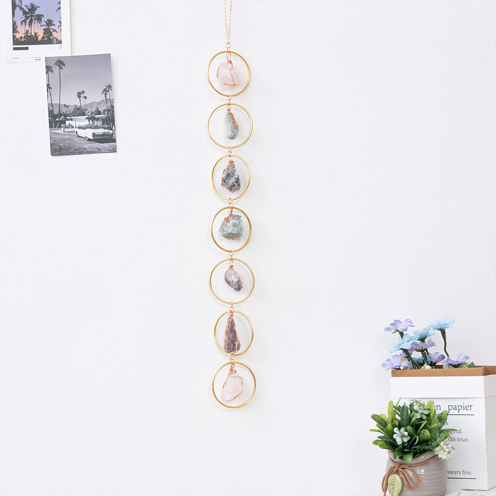 Raw Crystal Gemstone Wind Chime Wall Decor