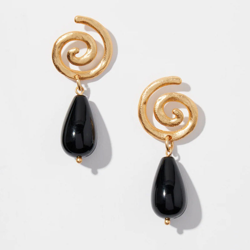 Vintage Obsidian Drop Earrings – Protective Elegance