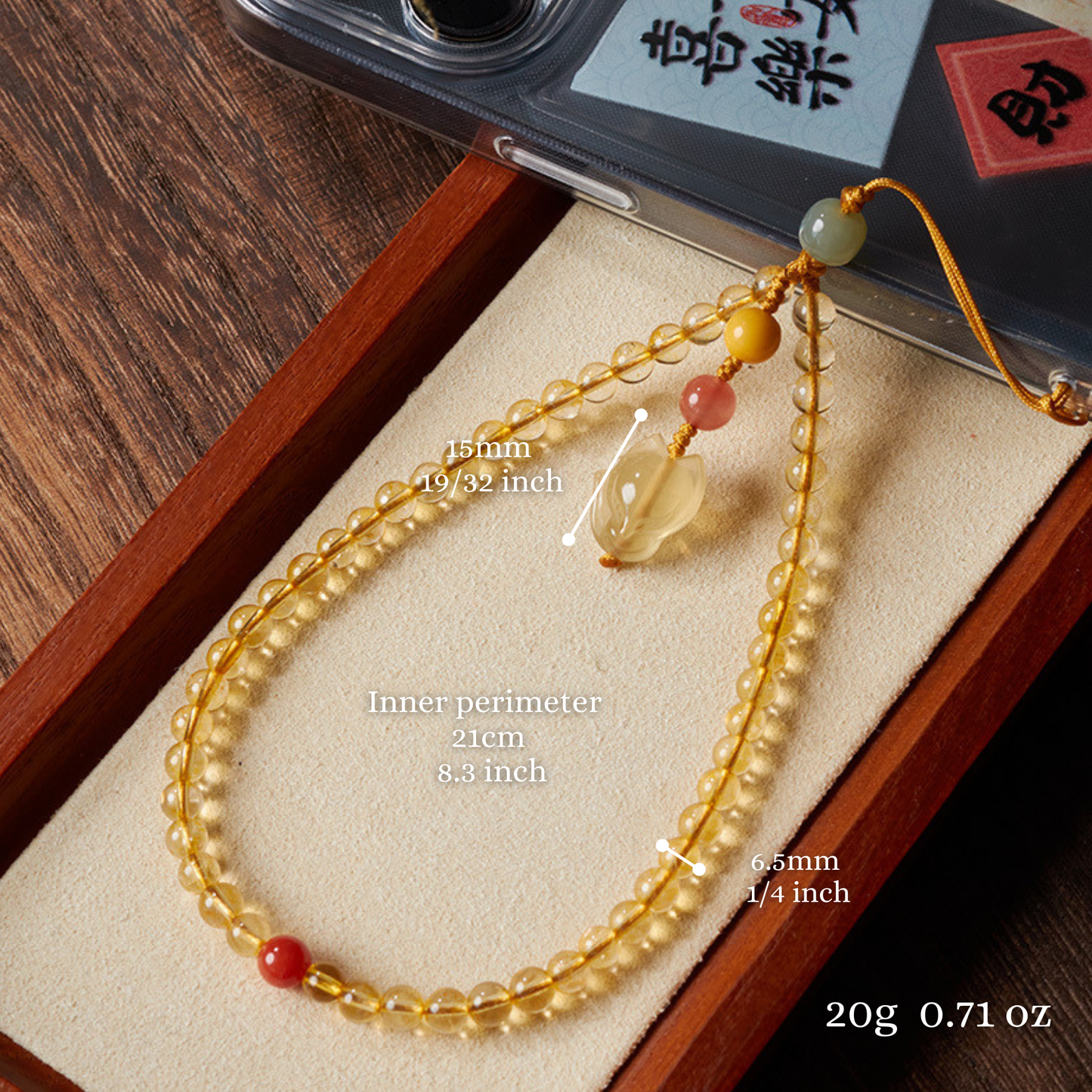 Good Luck & Wealth Citrine Fox Mobile Charm