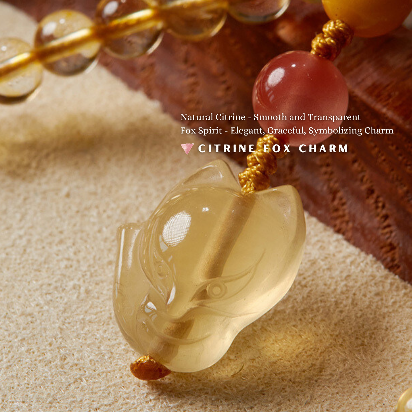 Good Luck & Wealth Citrine Fox Mobile Charm