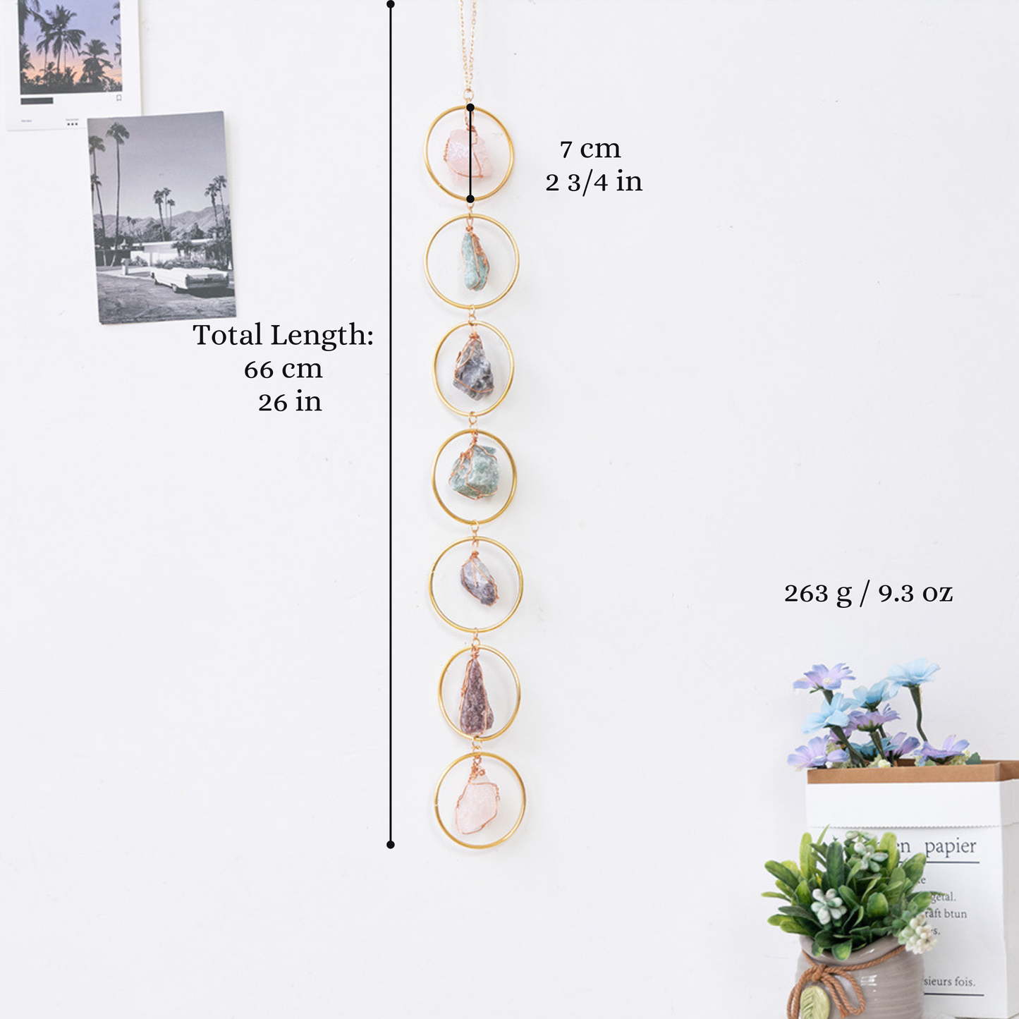 Raw Crystal Gemstone Wind Chime Wall Decor