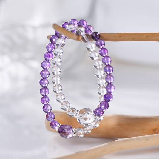 Amethyst and Clear Quartz Healing Bracelet