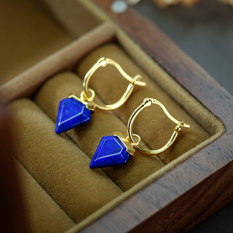 Lapis Lazuli Star Diamond Earrings