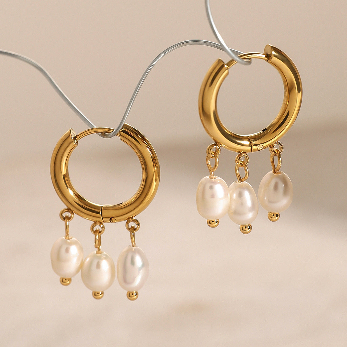 Dynamic Touch Pearl Hoop Earrings