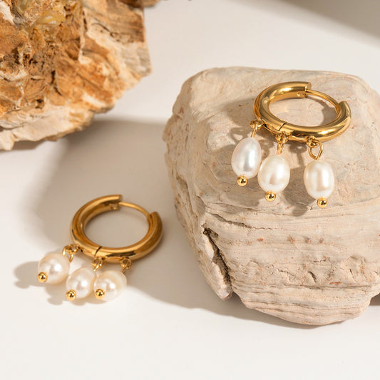 Dynamic Touch Pearl Hoop Earrings