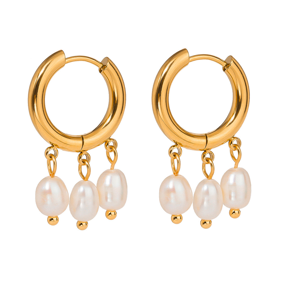 Dynamic Touch Pearl Hoop Earrings