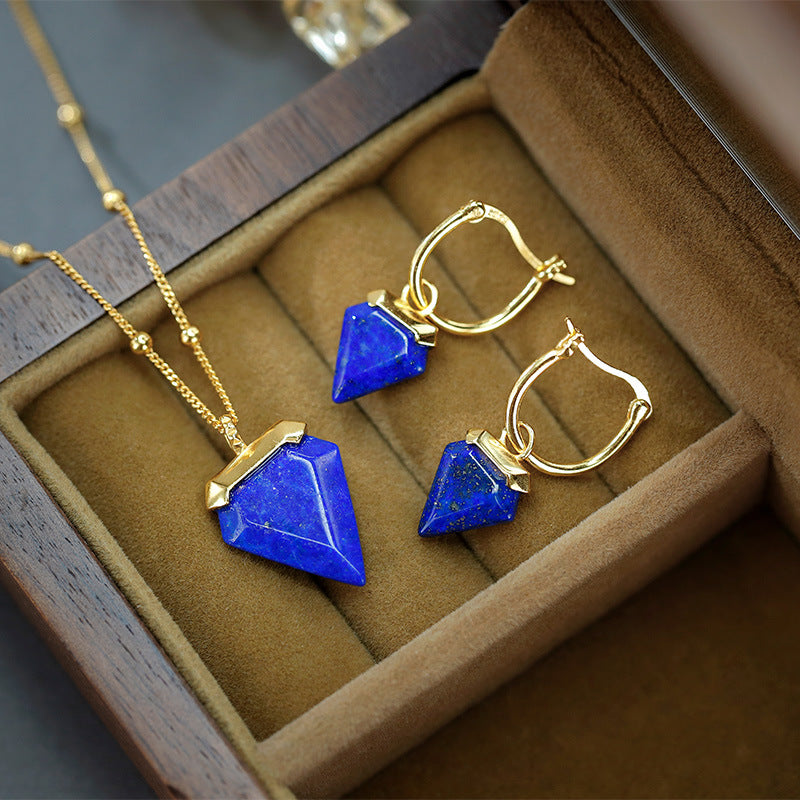 Lapis Lazuli Star Diamond Earrings