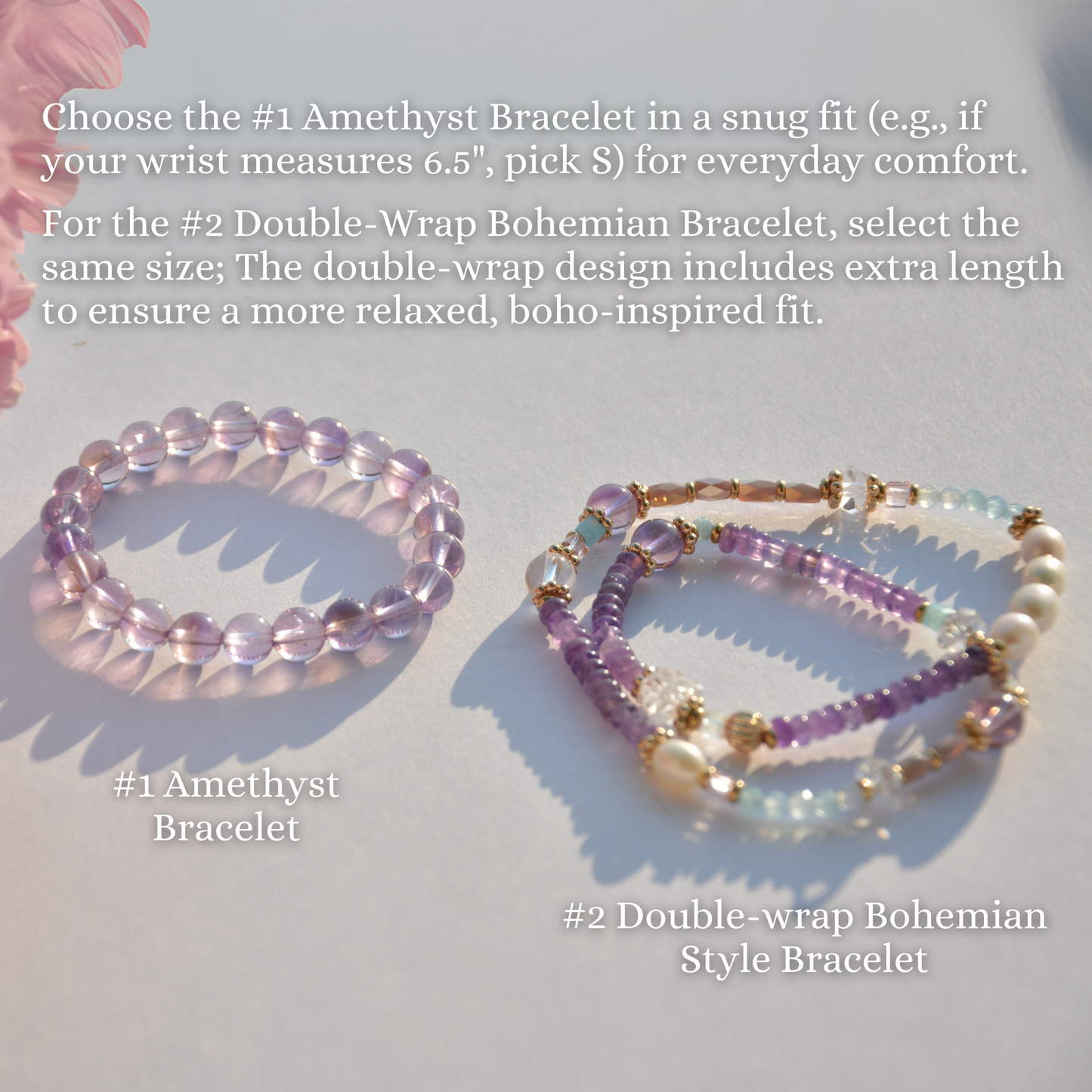 Bohemian Amethyst Double Circle Bracelet Set